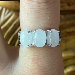 Natural Jade Sterling Silver Ring Size 8
